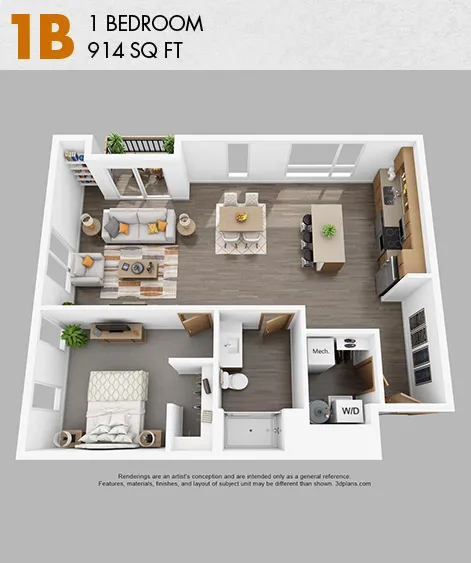 1B floor plan