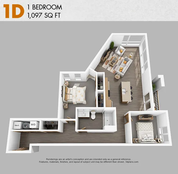 1D floor plan