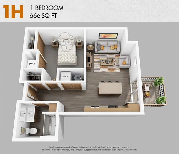 1H floor plan
