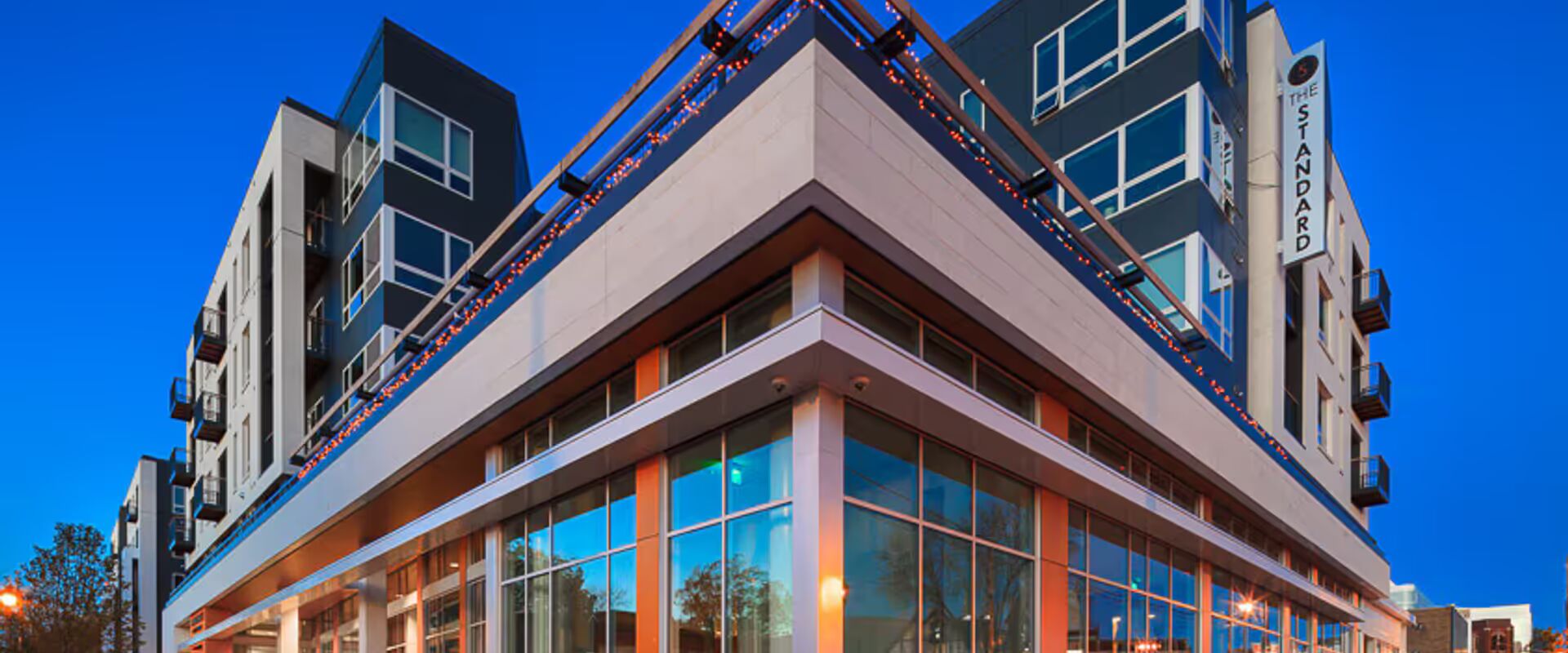 Modern urban apartment building on Milwaukee's East Side